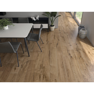 Terravito Selvaro Keramisch parket wand- en vloertegel - 20x120cm - 9.0mm - Rechthoek - gerectificeerd - Houtlook - mat bruin - Walnut