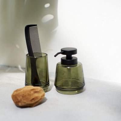 Sealskin Mood Ensemble de salle de bain - Distributeur de savon 380 ml - Gobelet à brosse à dents - Vert