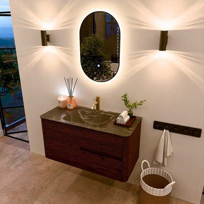 Mondiaz CIRO-DLUX Badkamermeubelset - 100x45x50cm - Solid surface wastafel Lava - 1 wasbak Midden - 1 kraangat - 2 lades - Ruby