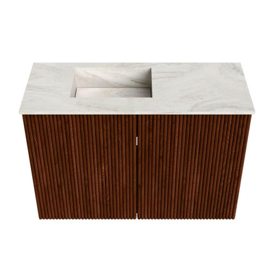 Mondiaz JOYA-DLUX 60cm toiletmeubel - kleur Ruby - Wastafel FAYE positie Links Zonder kraangat kleur Ostra.