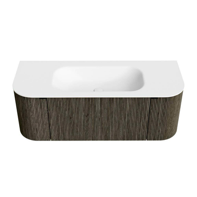 Mondiaz KURVE Badkamermeubelset - 120x46x40cm - 1 lade - 2 deuren - wastafel solid surface - midden - zonder kraangat - Shadow