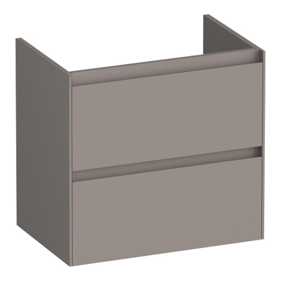 BRAUER Inspire meuble sous-lavabo peu profond 60 2 tiroirs softclose - sans poignée - 1 découpe pour siphon - taupe mat