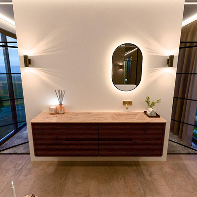 Mondiaz CIRO-DLUX Ensemble de meubles de salle de bains - 180x45x50cm - Plan vasque solid surface Arena - 1 bassin à droite - sans trous de robinet - 4 tiroirs - Ruby