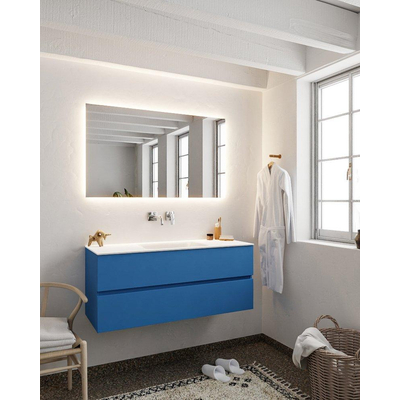 ENSEMBLE DE MEUBLE MONDIAZ VICA - 120cm - 2 tiroirs - lavabo Cloud au centre - 0 trous de robinet - solid surface jeans