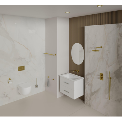 Fortifura Calvi Handdoekhouder - dubbel - rond - PVD - geborsteld messing (goud)