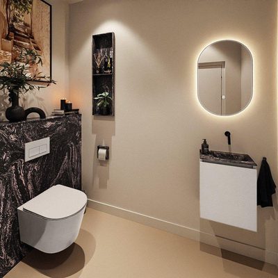 MONDIAZ TURE-DLUX 40cm toiletmeubel Linen. EDEN wastafel Lava positie rechts. Zonder kraangat.