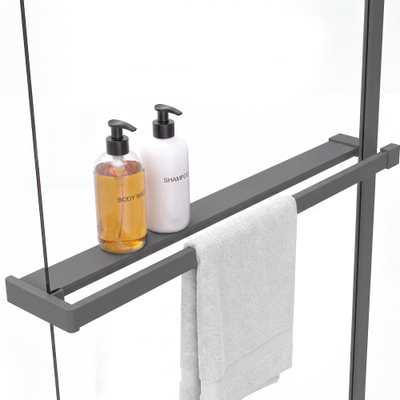 Fortifura Galeria handdoekrek voor inloopdouche - wandmontage / klemt op het glas - 140cm - inkortbaar - gunmetal