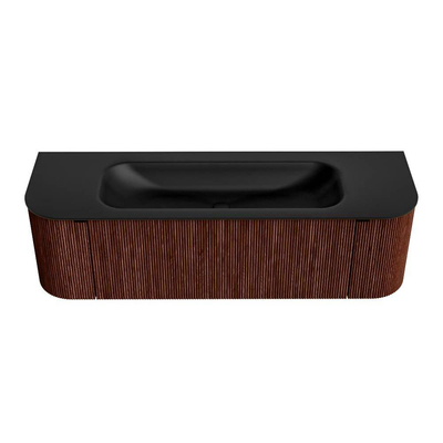 Mondiaz KURVE Badkamermeubelset - 150x46x40cm - 1 lade - 2 deuren - wastafel solid surface - midden - 1 kraangat - Ruby