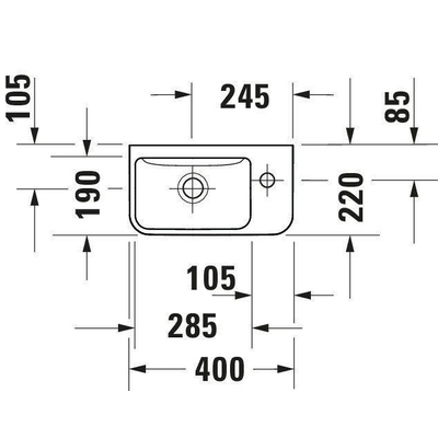 Duravit Starck Me lave-mains trou de robinet à droite 40x22cm blanc