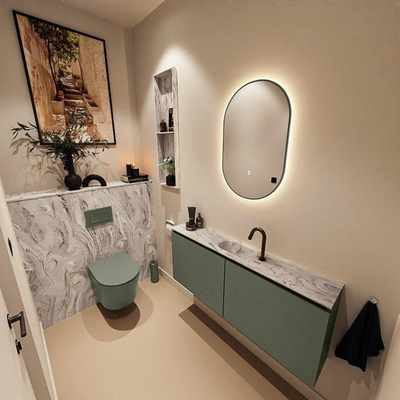 MONDIAZ TURE-DLUX 120cm meuble WC Army. EDEN lavabo Glace position milieu. Avec 1 trou de robinet.
