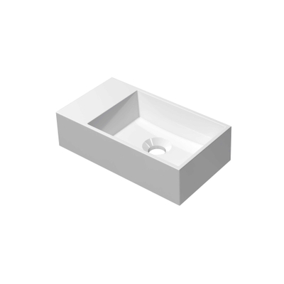 INK Contra Fontein - 40x22x12cm - wasbak rechts - 0 kraangaten - polystone wit glans
