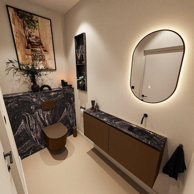 MONDIAZ TURE-DLUX 120cm toiletmeubel Rust. EDEN wastafel Lava positie rechts. Zonder kraangat.