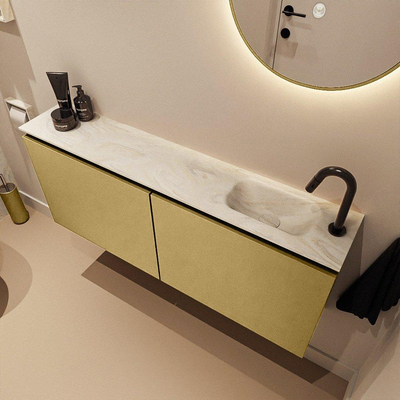 MONDIAZ TURE-DLUX meuble WC 120 cm Oro. EDEN vasque Ostra position à droite. Avec 1 trou de robinet.
