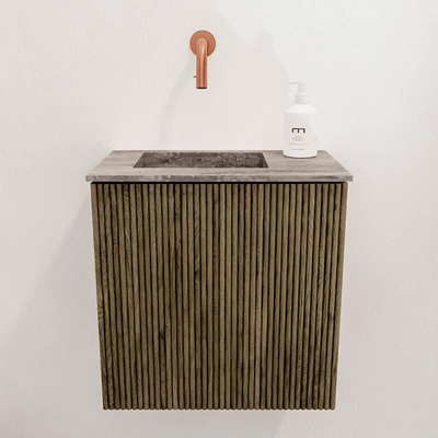 Mondiaz JOYA-DLUX 40cm toiletmeubel - kleur Dusk - Wastafel FAYE positie Links Zonder kraangat kleur Oza.