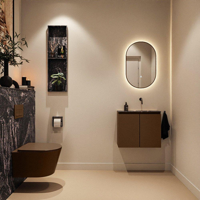 MONDIAZ TURE-DLUX Meuble WC 60 cm Rust. EDEN lavabo Lava position droite. Sans trou de robinet.