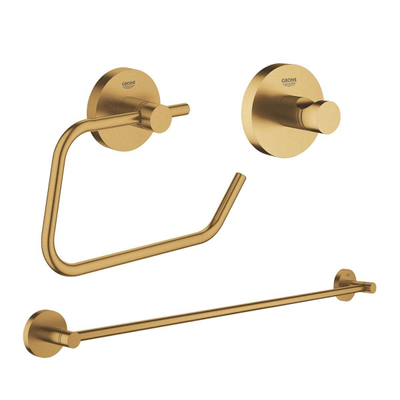 GROHE Essentials set d''accessoires 3 pièces avec porte-serviettes, patère et porte-rouleau de papier toilette sans couvercle Brushed cool sunrise