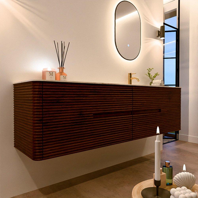 Mondiaz CIRO-DLUX Ensemble de meubles de salle de bains - 180x45x50cm - Plan vasque Solid surface Ostra - 1 lavabo à droite - 1 trou de robinet - 4 tiroirs - Ruby