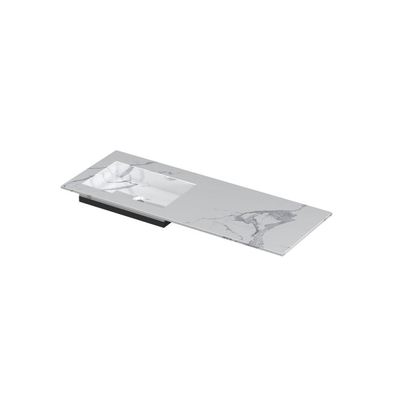 INK Post wastafel - 120x45x1cm - 1 wasbak links - 0 kraangaten - keramiek Statuario glans