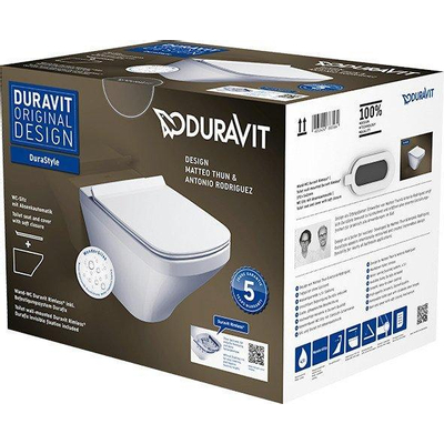 Duravit Durastyle Wandclosetpack - met wandcloset - diepspoel - rimless - met verdekte bevestiging - 37x54cm - met wondergliss m - spoelrandloos - softclose - wit