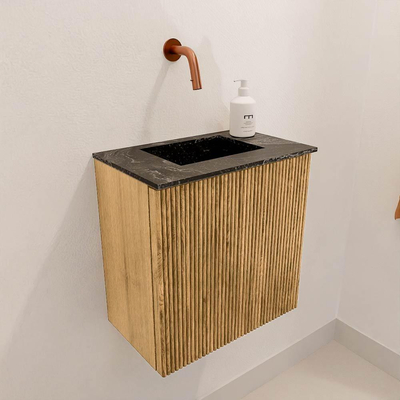 Mondiaz JOYA-DLUX Meuble de toilette 40cm - couleur Oak - Vasque FAYE position Milieu Sans trou de robinet couleur Lava