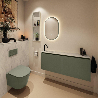 MONDIAZ TURE-DLUX Meuble toilette - 120cm - Army - EDEN - vasque Opalo - position gauche - 1 trou de robinet