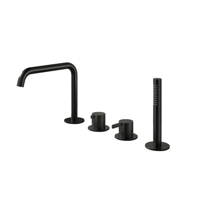 Hotbath Ace Mitigeur de bain - Combinaison sur gorge de baignoire - monotrou - inverseur 2 voies - douchette à main - bec - noir brossé PVD