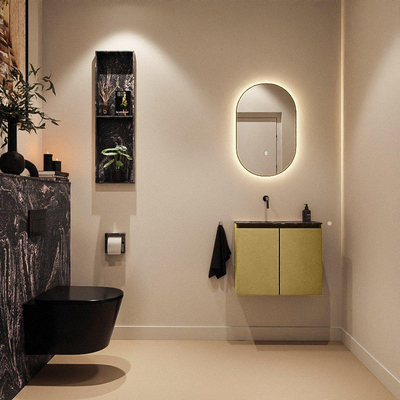 MONDIAZ TURE-DLUX Meuble toilette - 60cm - Oro - EDEN - vasque Lava - position gauche - sans trou de robinet