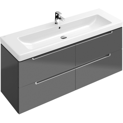 Villeroy & Boch Subway 2.0 wastafelonderkast 128.7x52x4.49cm Grijs hoogglans