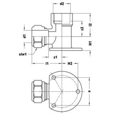 Vsh plaque murale en laiton super knel x filetage femelle 1/2 x12mm