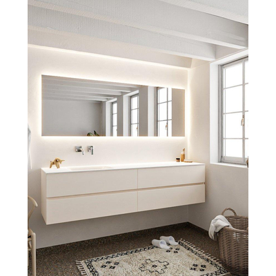 Mondiaz VICA ensemble de meuble de salle de bain - 200cm - meuble sous-vasque lin - 4 tiroirs - lavabo nuage gauche - sans trou de robinet - version XL 60cm haut