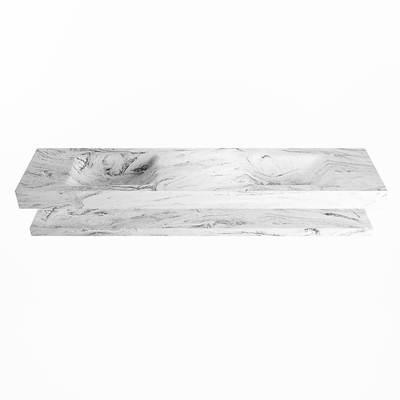 MONDIAZ ALAN - DLUX Badkamermeubelset - 200cm - planchet - Glace - vrijhangende wastafel - 2 wasbakken - 2 kraangaten - Glace