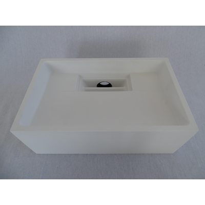 Crosstone by arcqua sophie Lave-mains avec siphon encastré solid surface 35x22x13cm blanc mat