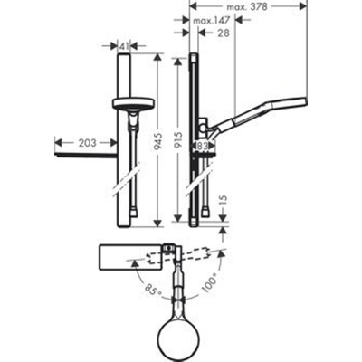 Hansgrohe Rainfinity ensemble coulissant m. 130 douchette 3 jets m. porte-savon 90cm avec flexible de douche 160cm chrome