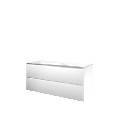 Proline elegant ensemble de meubles de salle de bains 120x46x54cm meuble symétrique blanc mat avec 2 trous pour robinetterie polystone blanc mat