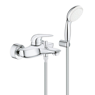 GROHE Eurostyle New robinet baignoire avec inverseur avec raccords avec ensemble de douche avec manette fermée chrome/blanc