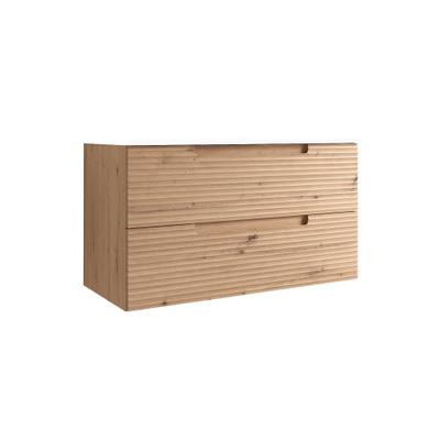 Saniclass Prime Balance Meuble sous lavabo - 100x55x44.9cm - 2 tiroirs - Poignée intégrée - MDF - Chêne rustique