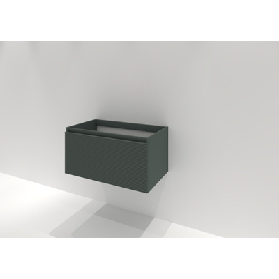 HR badmeubelen Matrix Meuble sous vasque avec façade 3D 1 tiroir sans poignée 80x40x45cm Highland Green Premier Matt
