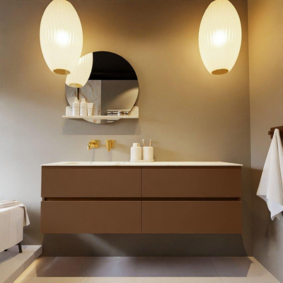 Mondiaz VICA-DLUX ensemble de meuble de salle de bain - 150cm - meuble sous-vasque repos - 4 tiroirs - lavabo encastrée cloud gauche - sans trous de robinet - version haute de 60cm - frape