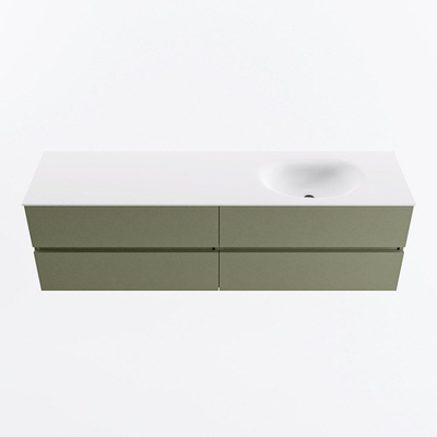Mondiaz VICA Ensemble meuble de salle de bains - 170cm - army - 4 tiroirs - Lavabo MOON - à droite - 1 trou de robinet - couleur talc - Version XL 60cm de hauteur