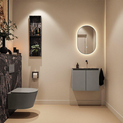 MONDIAZ TURE-DLUX Meuble WC 60 cm Smoke. Lavabo EDEN Lava position droite. Sans trou de robinet.