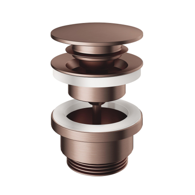 Hotbath Pal clickplug met schroef rond koper geborsteld PVD SHOWROOMMODEL