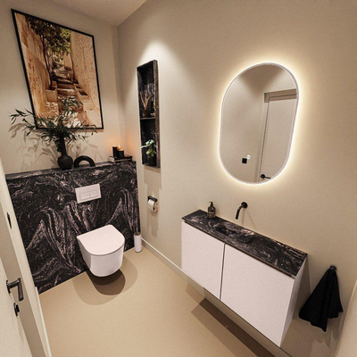 MONDIAZ TURE-DLUX 80cm toiletmeubel Rosee. EDEN wastafel Lava positie midden. Zonder kraangat.