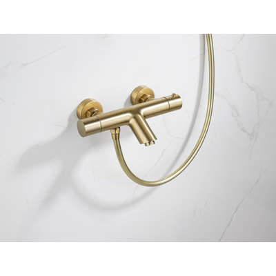 Fortifura Calvi thermostatische badkraan - PVD - geborsteld messing (goud)