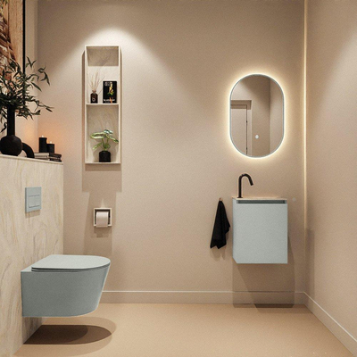 MONDIAZ TURE-DLUX Meuble toilette - 40cm - Greey - EDEN - vasque Ostra - position droite - 1 trou de robinet
