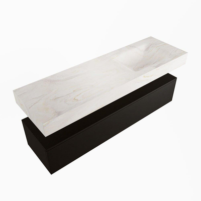 Mondiaz ALAN-DLUX Ensemble de meuble - 150cm - meuble Urban mat - 1 tiroir - Lavabo Cloud Ostra suspendu - vasque Droite - 0 trous de robinet