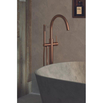 BRAUER Copper Edition Staande Badkraan - handdouche staaf 1 stand -2 gladde knoppen - inclusief inbouwdeel - PVD - geborsteld koper
