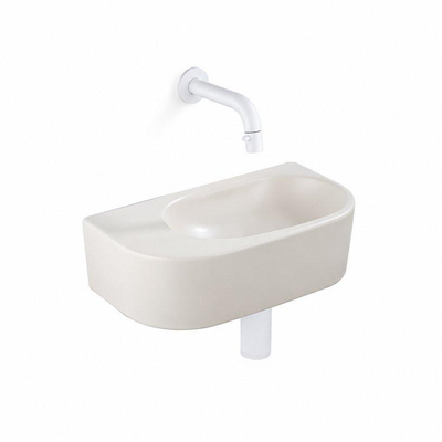 QeramiQ Fuente fonteinset – halfrond – 40x21.5x12 cm – keramiek beige – zonder kraangat – mat witte kraan