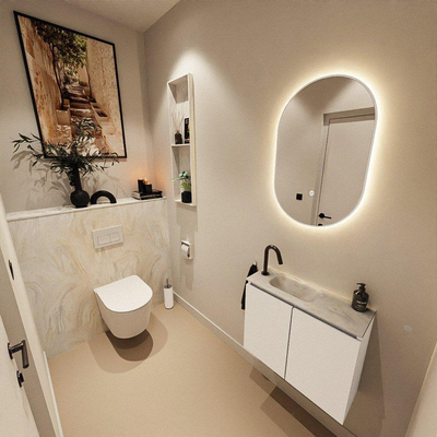 MONDIAZ TURE-DLUX 60cm toiletmeubel Talc. EDEN wastafel Ostra positie links. Met 1 kraangat.