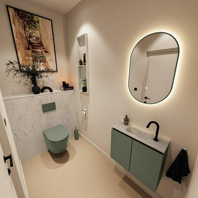 MONDIAZ TURE-DLUX 60cm toiletmeubel Army. EDEN wastafel Opalo positie midden. Met 1 kraangat.