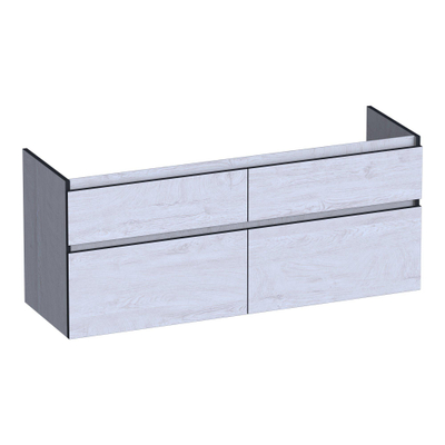 BRAUER Delight Edge meuble sous lavabo 140 4 tiroirs softclose - sans poignée - 2 découpes pour siphon - Forest Seashell